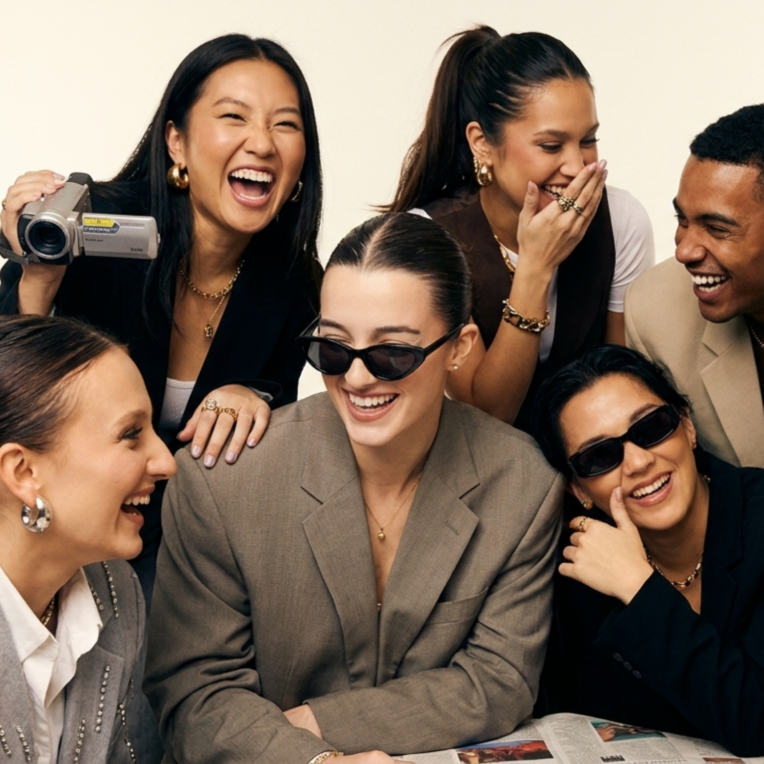 Founders laughing together during a co-working content session