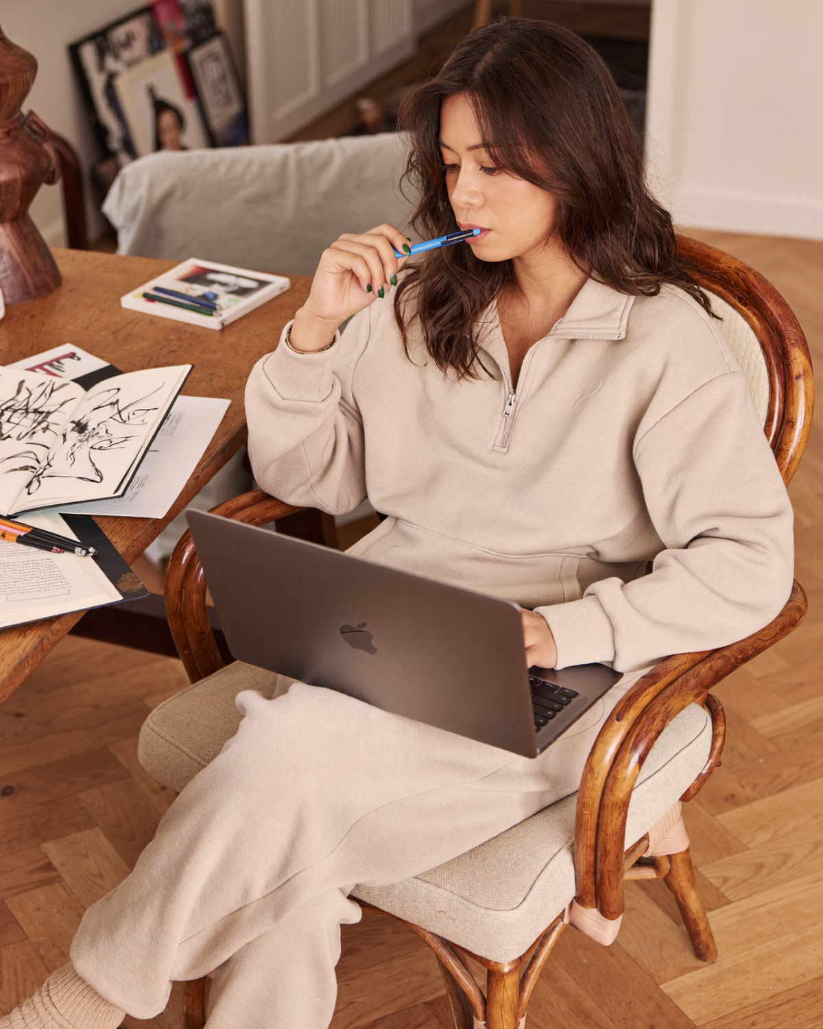 Founder sketching content ideas at a desk